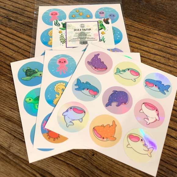 016. Jelly Swish Holographic Sea Creature Stickers 2 Packs - Picture 8 of 12
